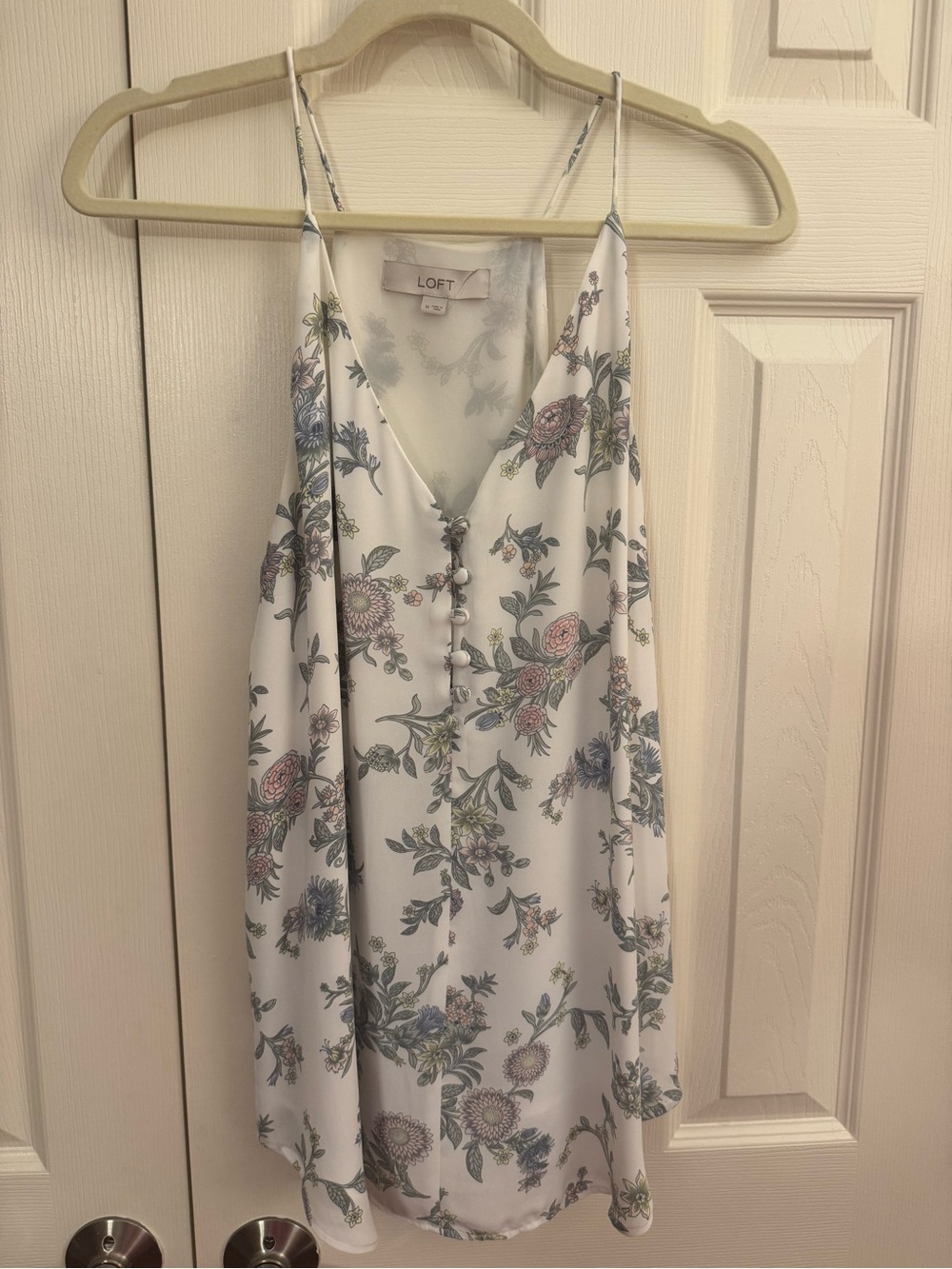LOFT White Floral V-Neck Spaghetti-Strap Camisole